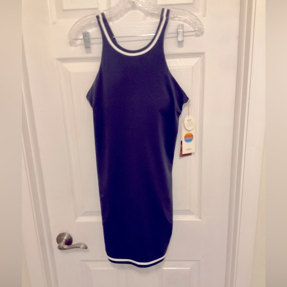 Vuori Dark Blue Mini Dress with White Trim